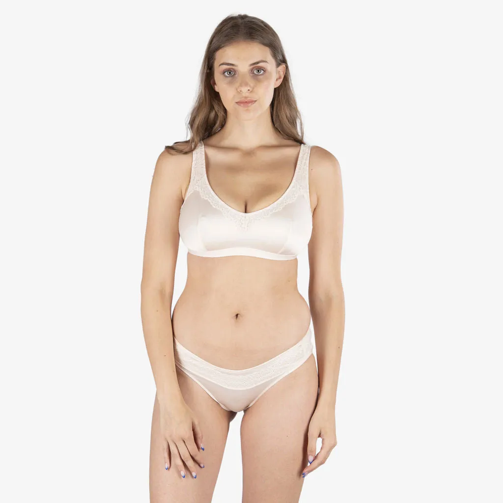 100% Pure Silk and Organic Cotton Wireless Bra - Champagne