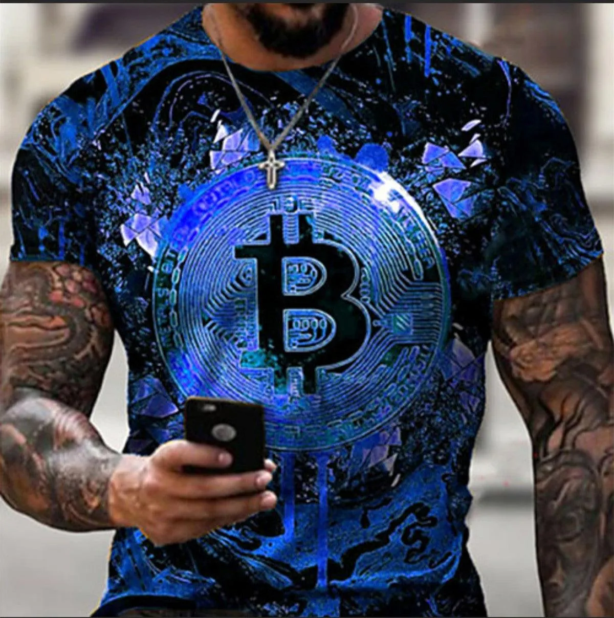 3D Digital Round Neck Short Sleeve T-Shirt