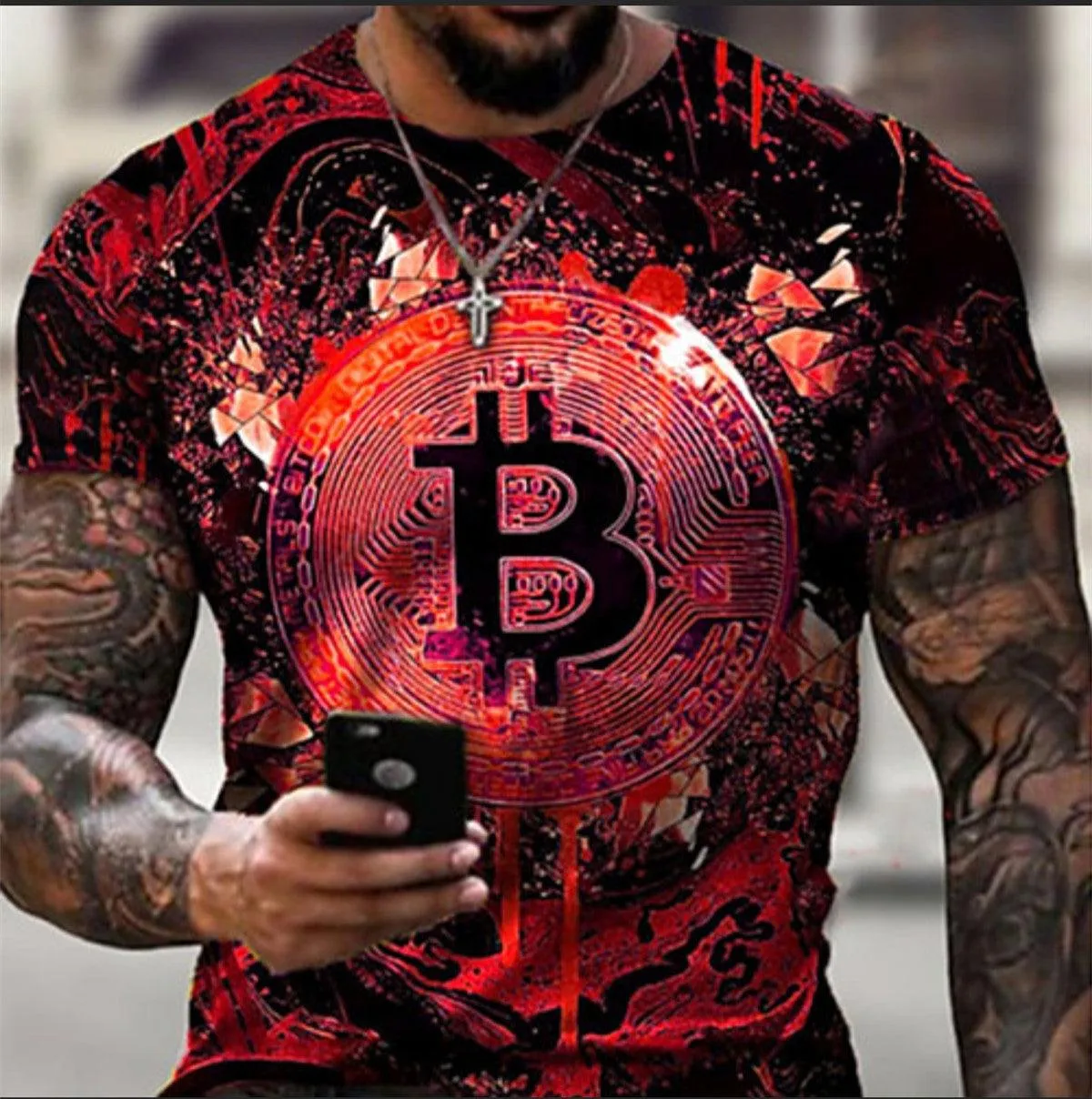 3D Digital Round Neck Short Sleeve T-Shirt