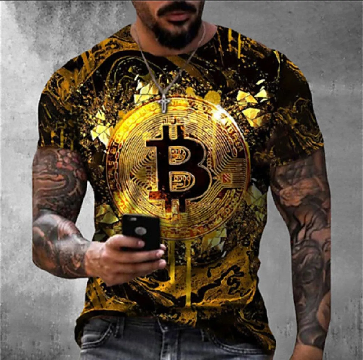 3D Digital Round Neck Short Sleeve T-Shirt