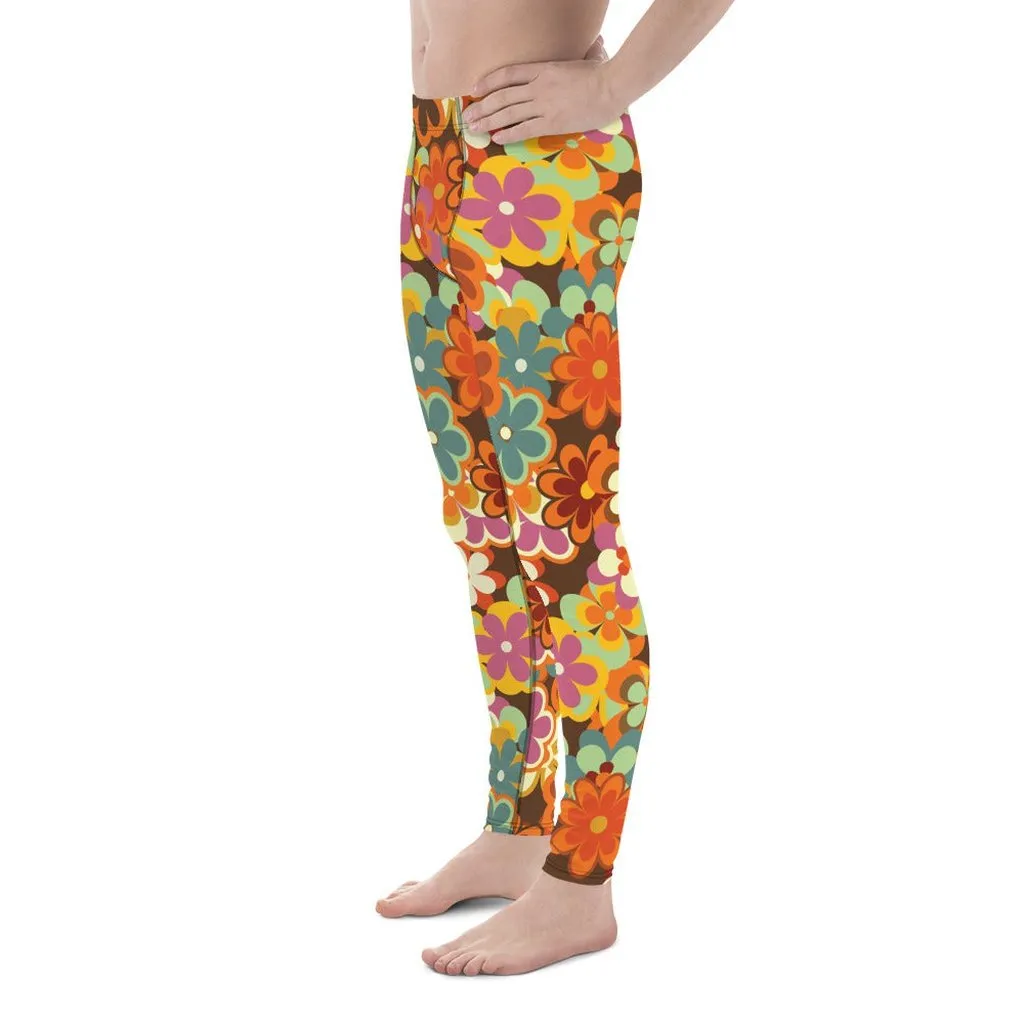 70s Flower Pattern Men's Leggings