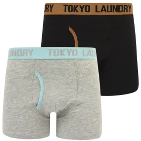 Abbots 2 (2 Pack) Boxer Shorts Set in Thrush Brown / Forget Me Not Blue - Tokyo Laundry