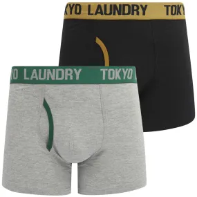 Abbots (2 Pack) Boxer Shorts Set in Cumin / Posy Green - Tokyo Laundry