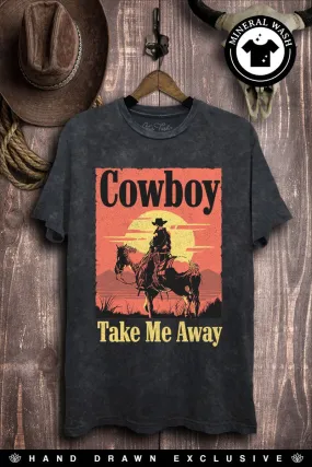 Acid Wash Cowboy Take Me Away Graphic Tee