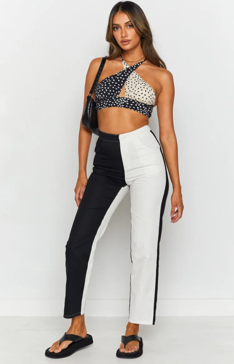 Addicted Printed Halter Top Black