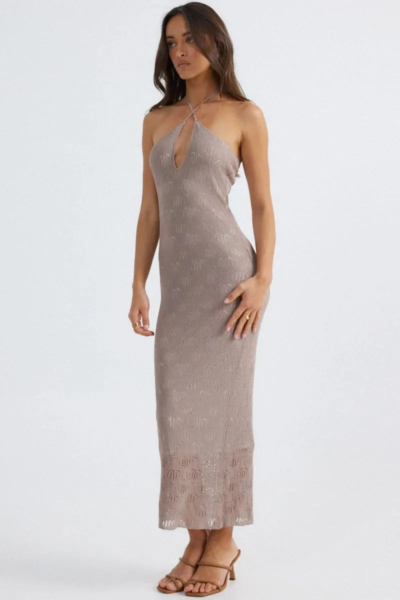 Aelia Halterneck Dress - Mocha