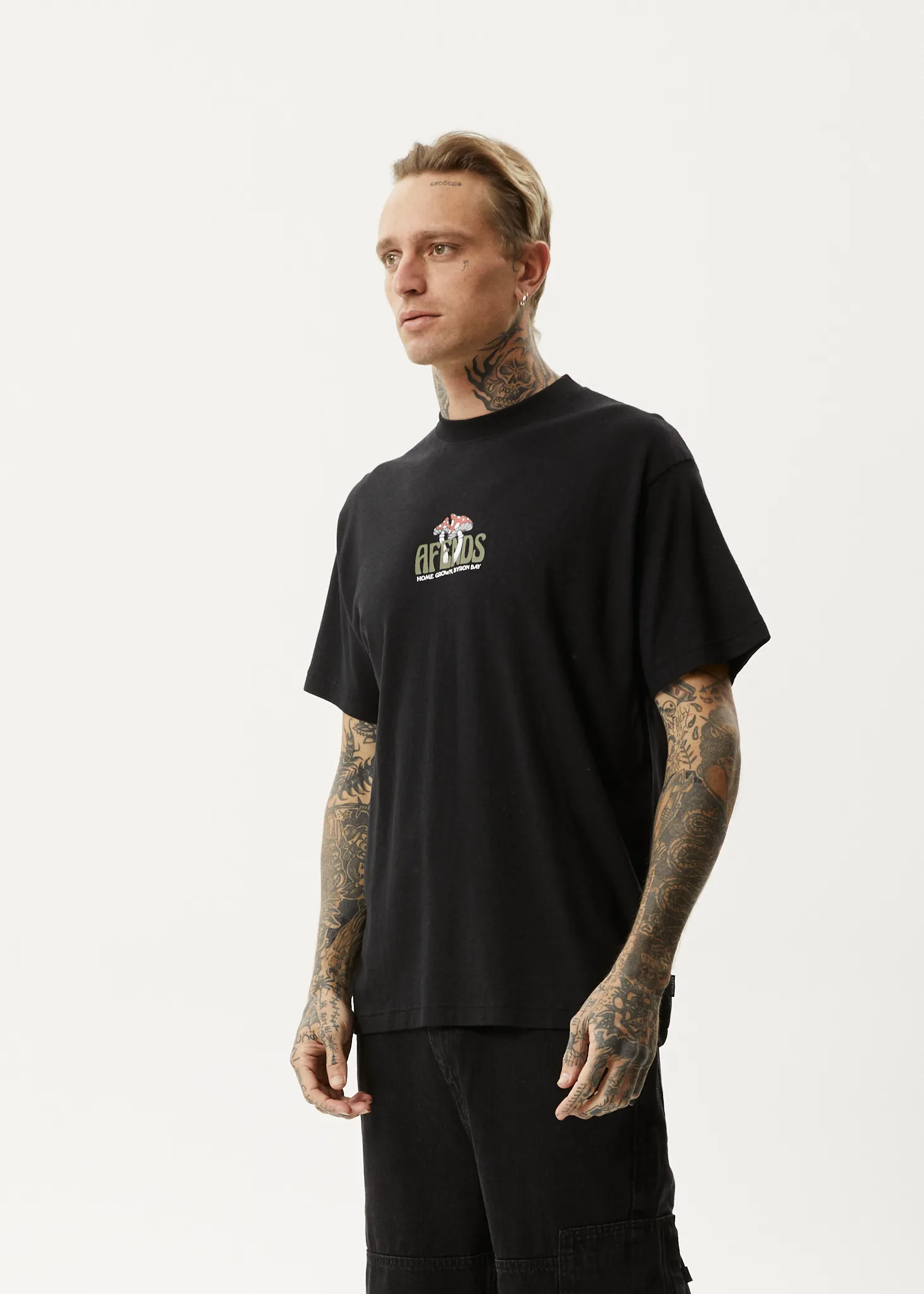 AFENDS Mens Let It Grow - Boxy T-Shirt - Black