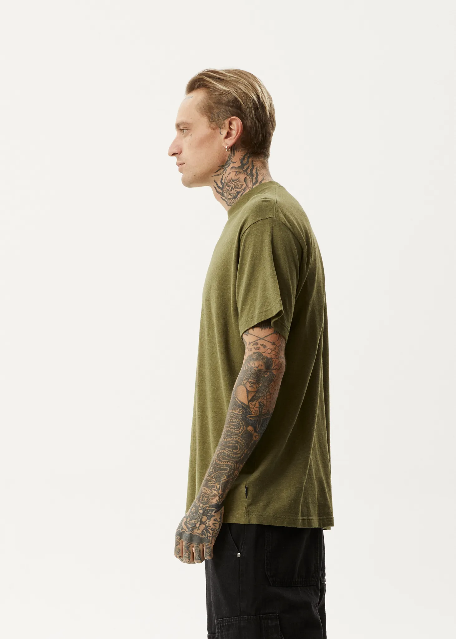 AFENDS Mens Let It Grow - Boxy T-Shirt - Military