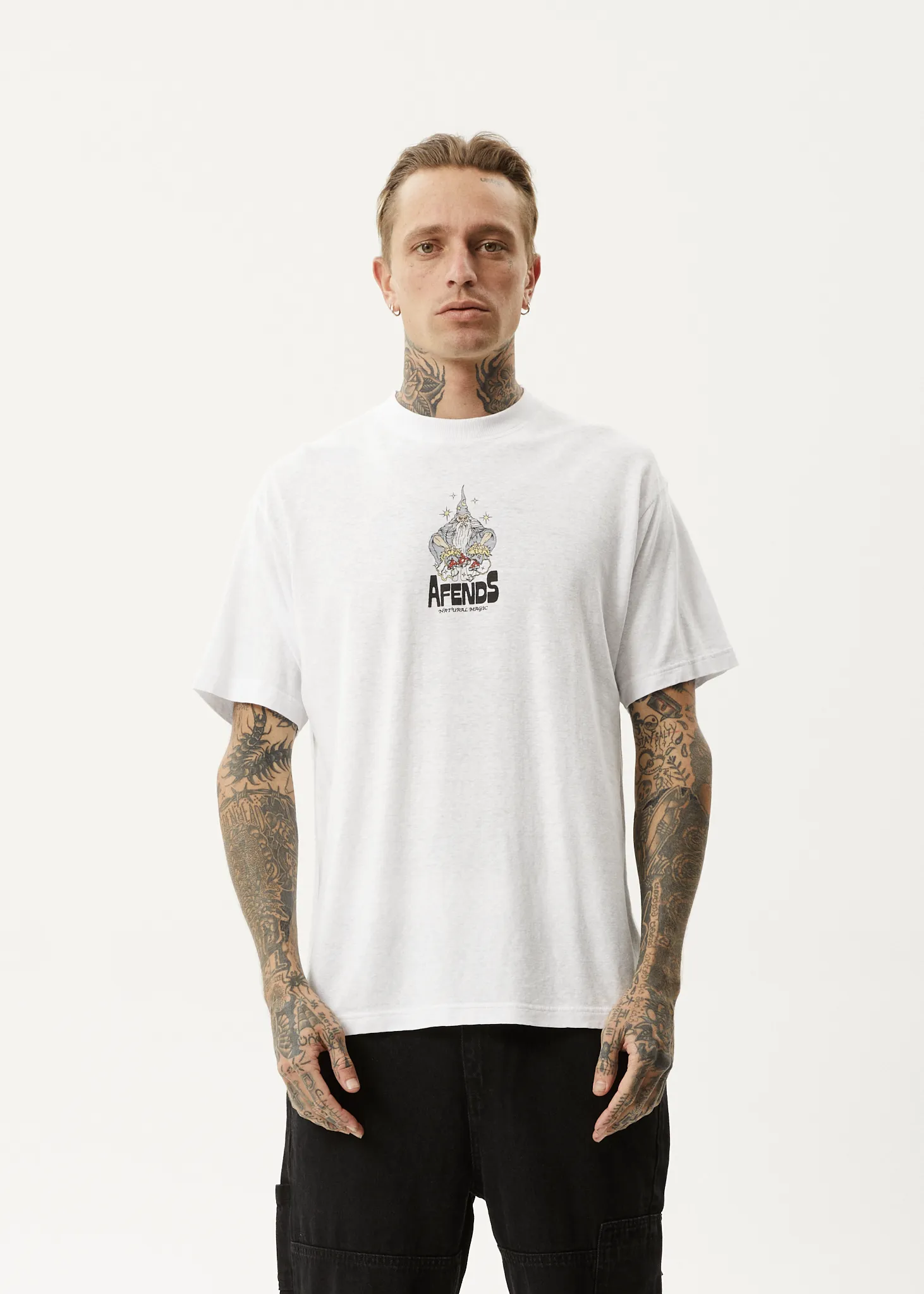 AFENDS Mens Magic Wizzo - Boxy T-Shirt - White