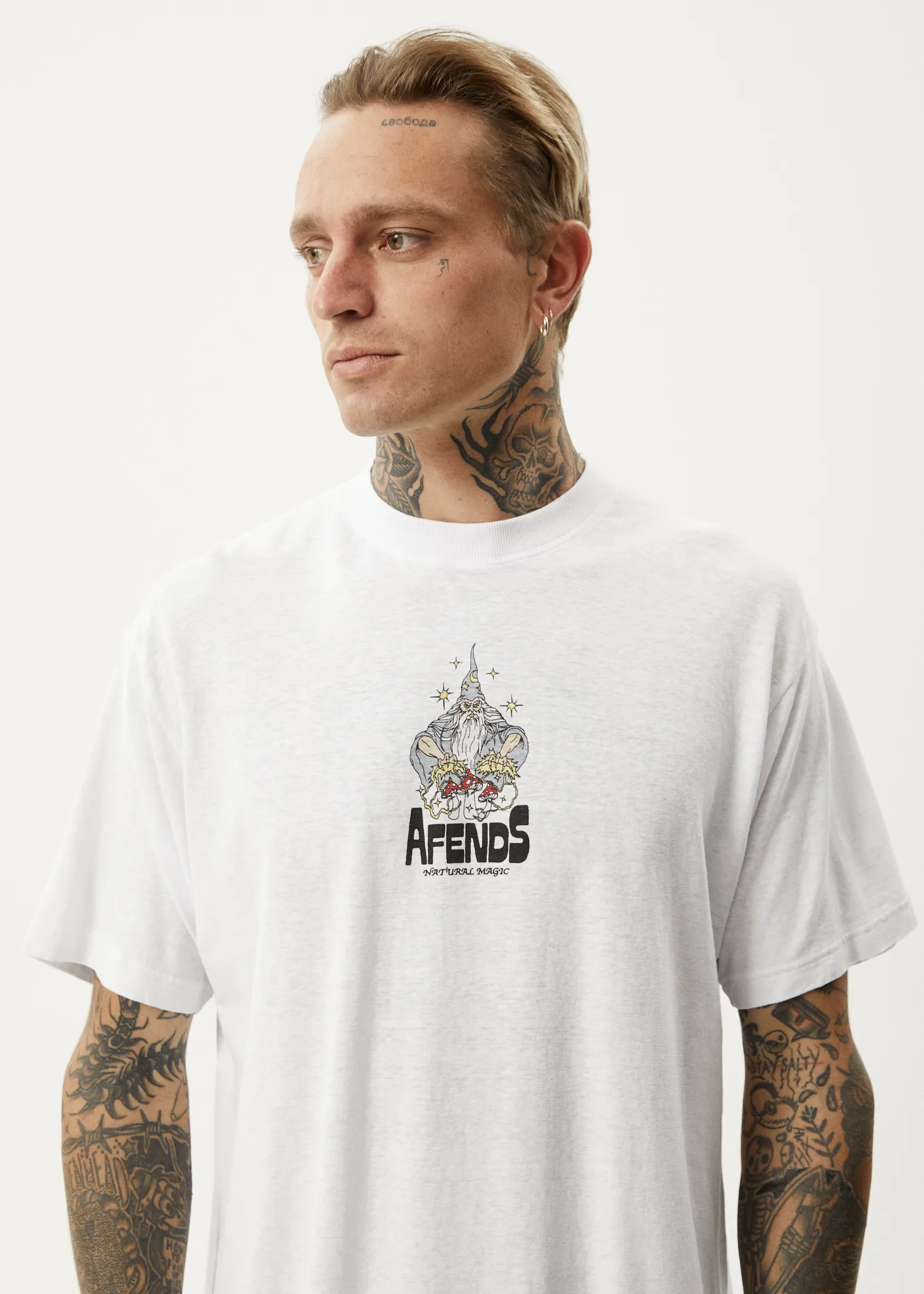 AFENDS Mens Magic Wizzo - Boxy T-Shirt - White