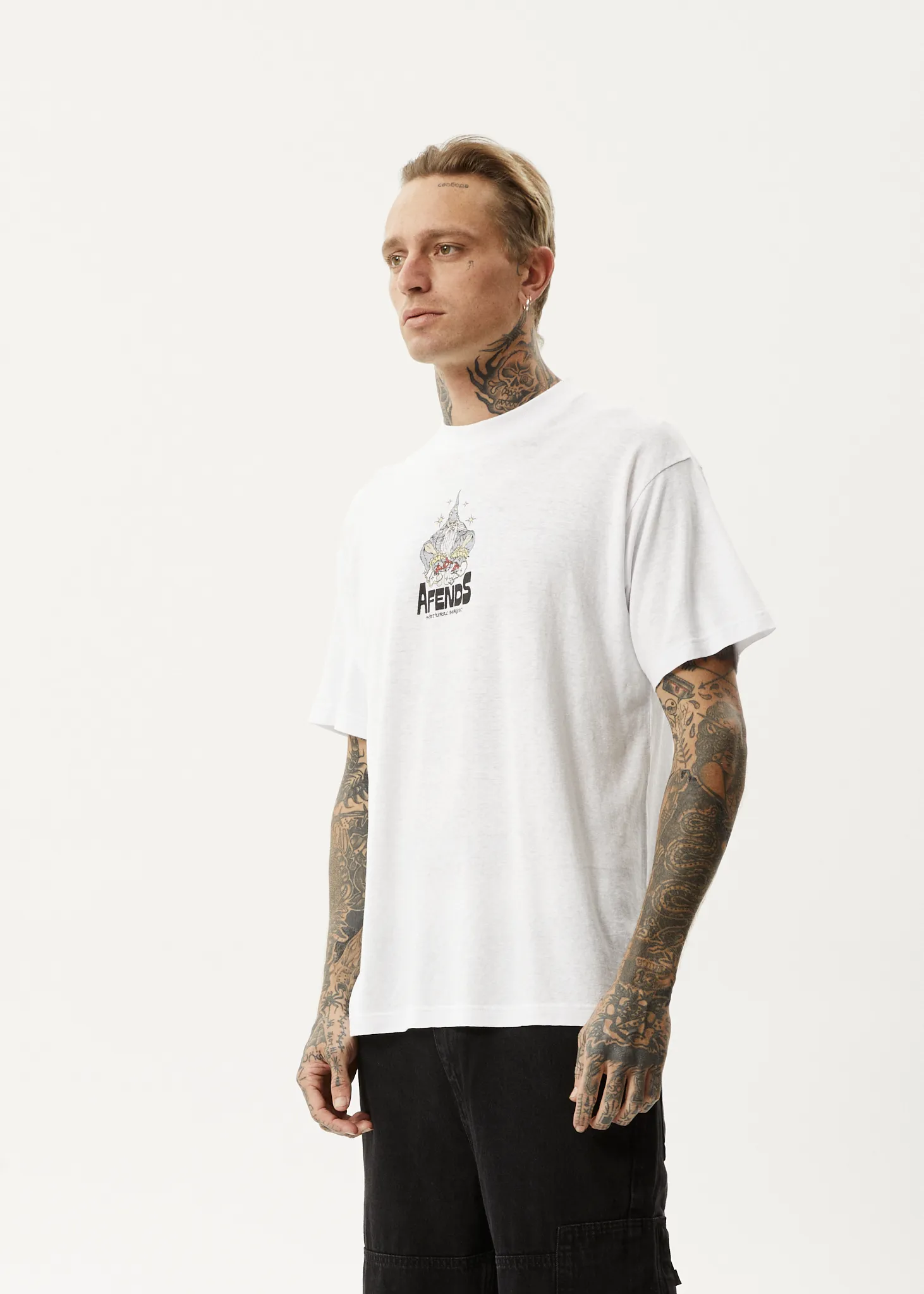 AFENDS Mens Magic Wizzo - Boxy T-Shirt - White