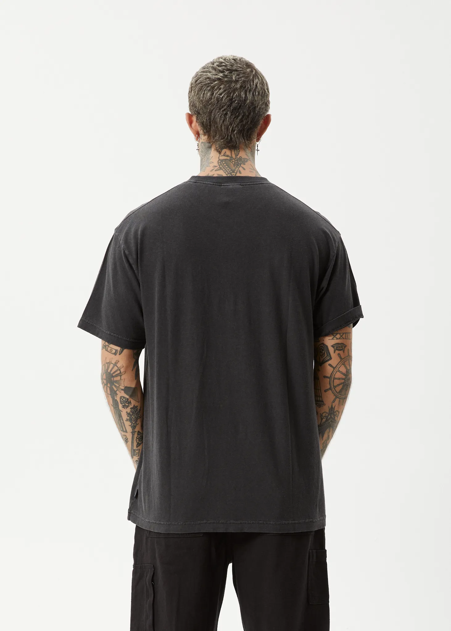 AFENDS Mens Sunflower - Boxy T-Shirt - Stone Black