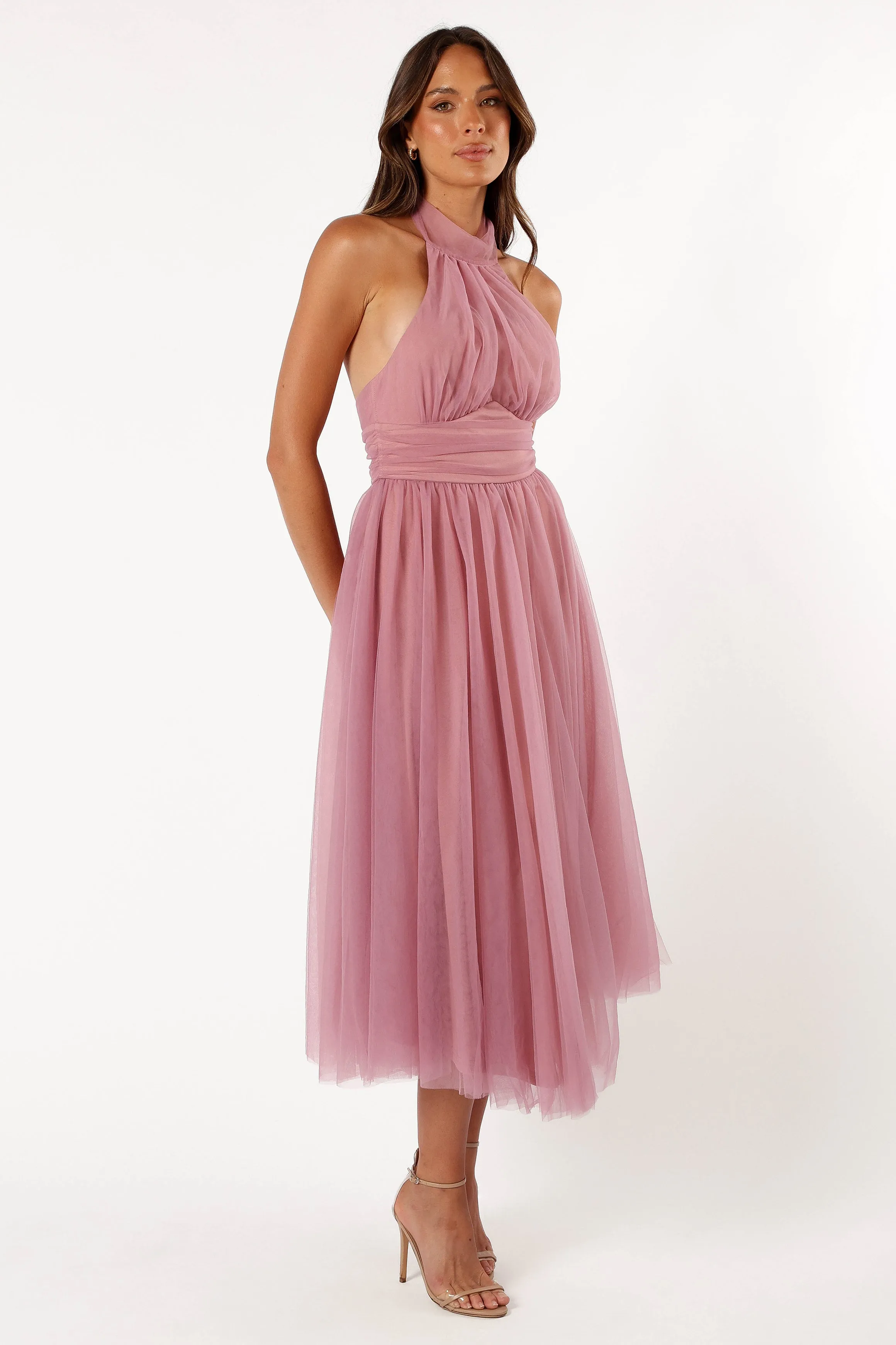 Aletta Halterneck Midi Dress - Pink