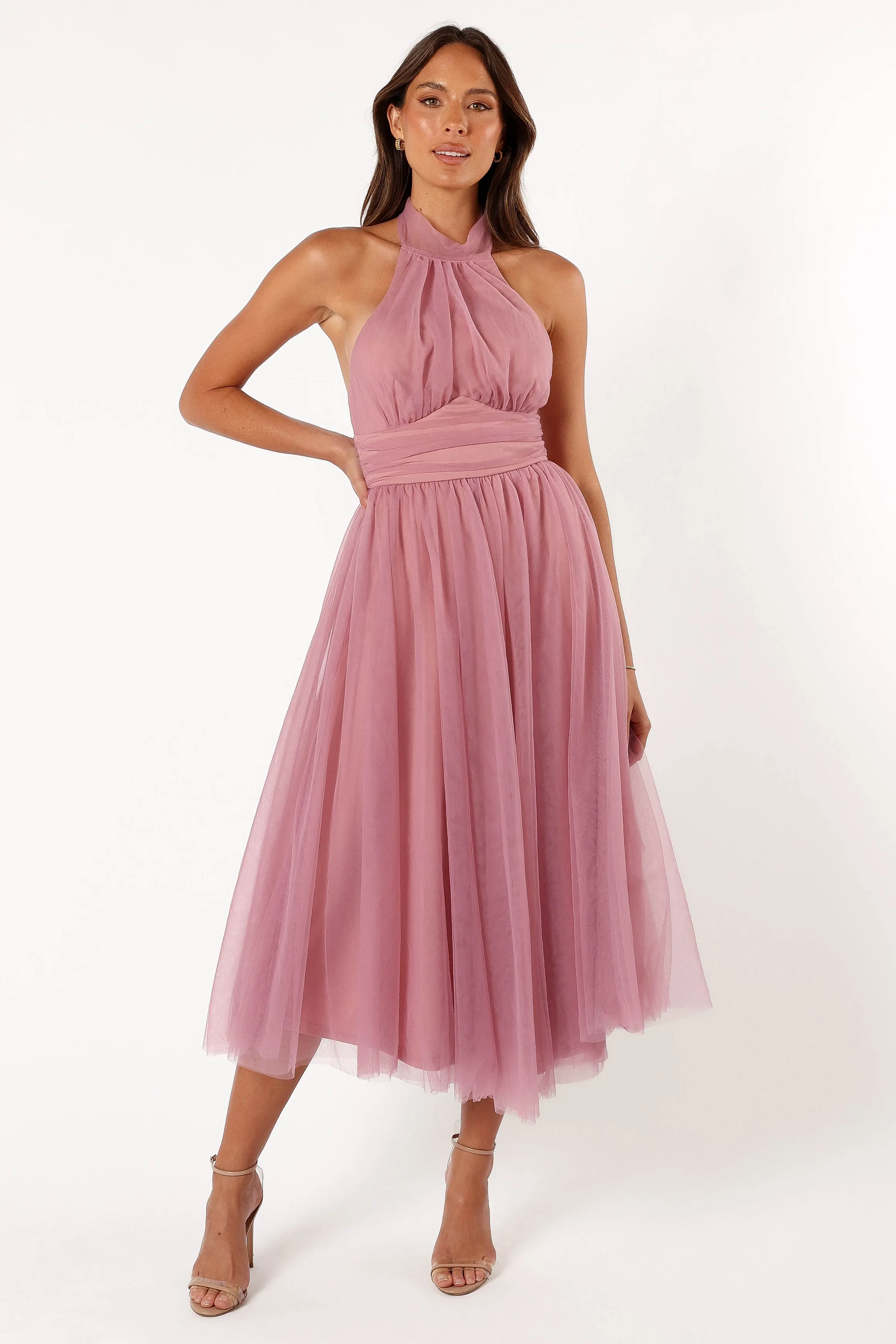 Aletta Halterneck Midi Dress - Pink