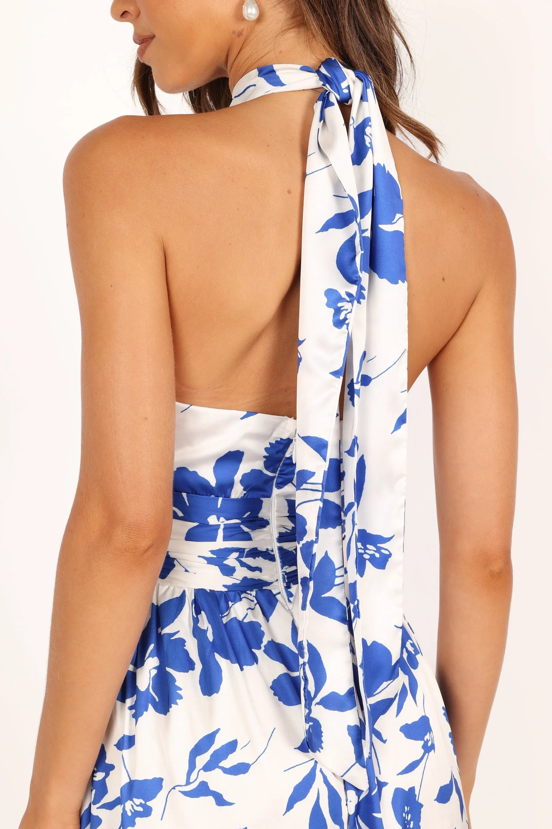 Allora Halter Dress - Blue Floral