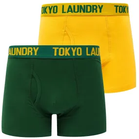 Allyn (2 Pack) Boxer Shorts Set in Artisan's Gold / Dark Green - Tokyo Laundry