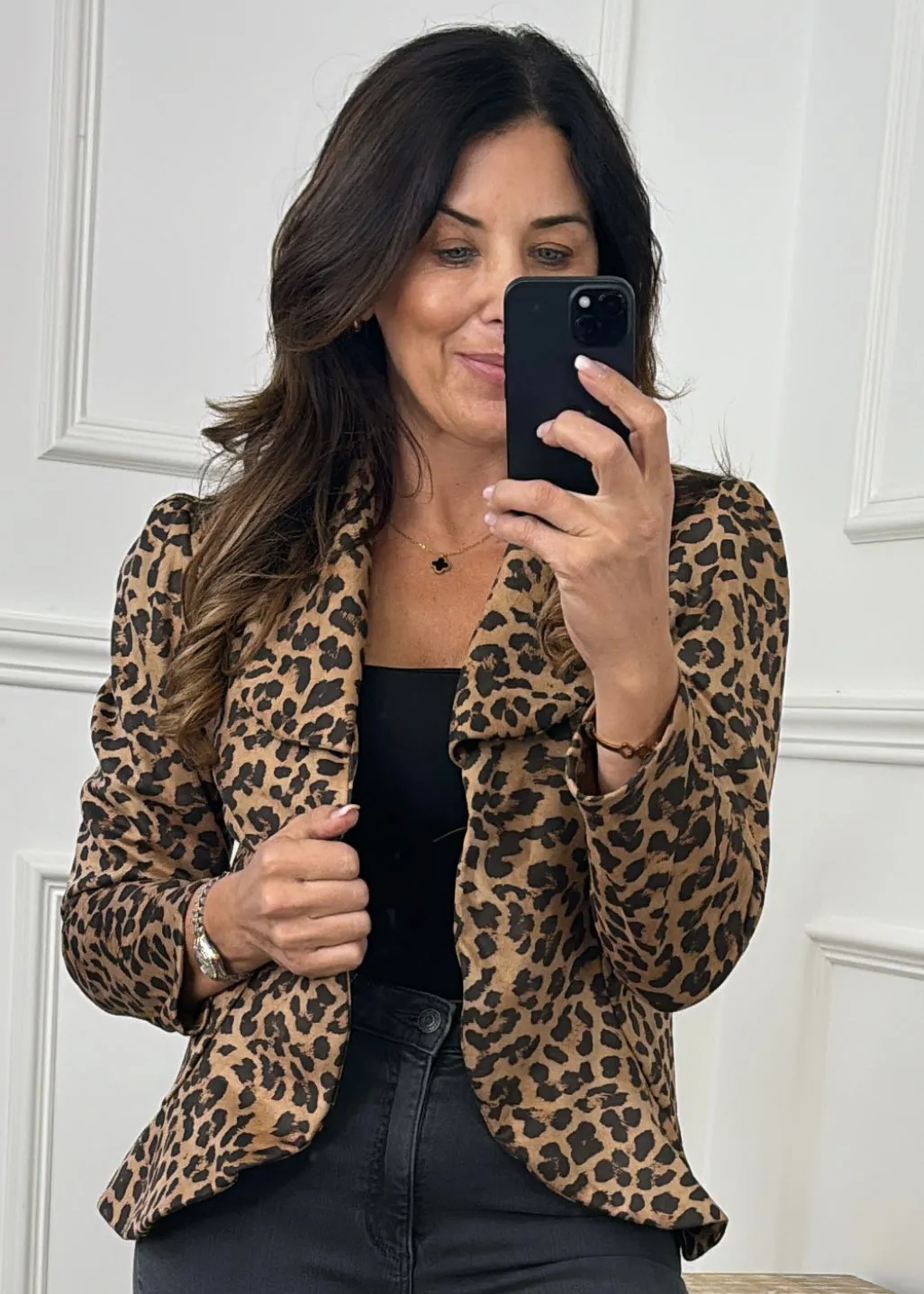 Alyssa Leopard Lapel Blazer