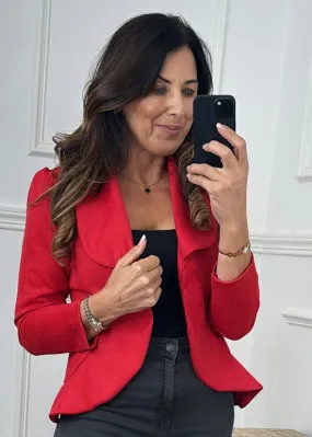 Alyssa Red Lapel Blazer