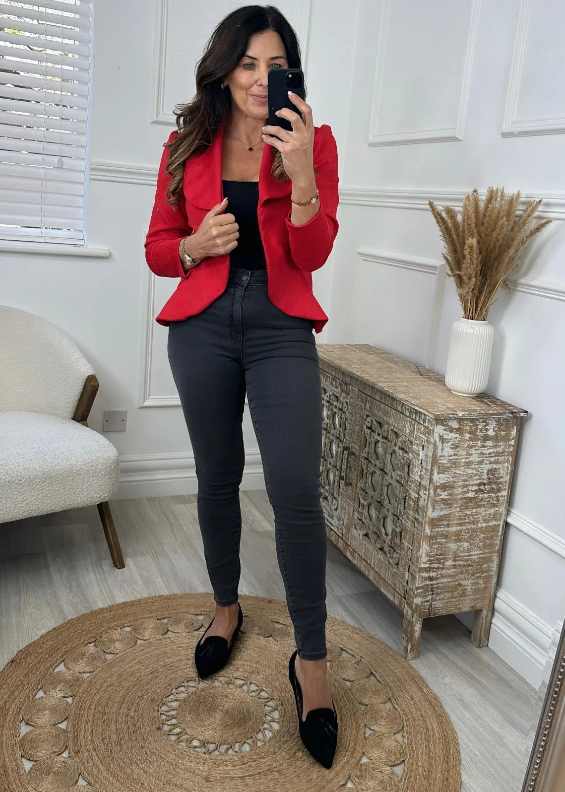 Alyssa Red Lapel Blazer