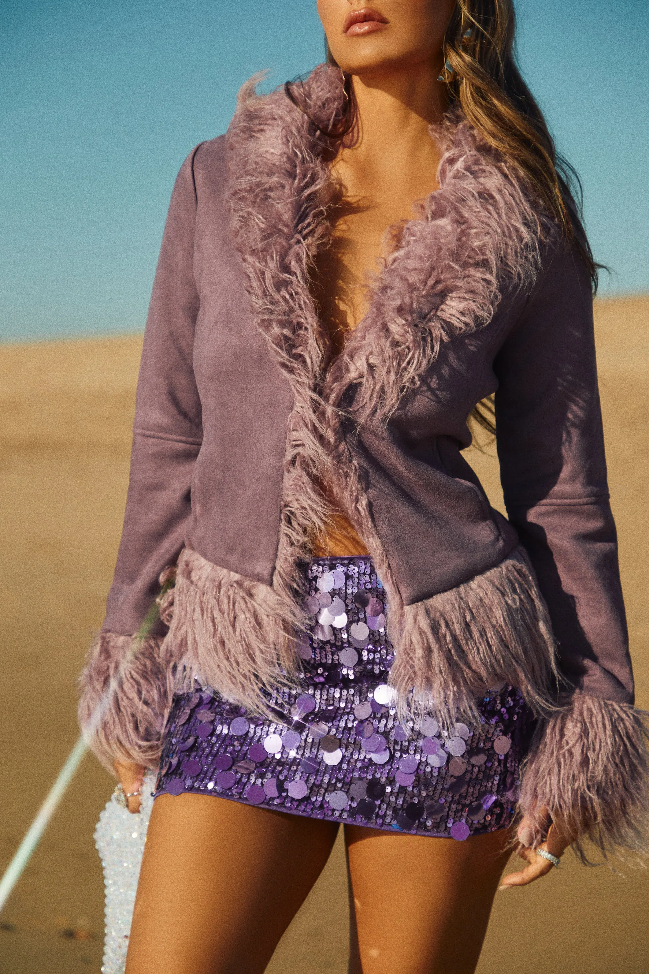 Amania Sequins Mini Skirt - Purple