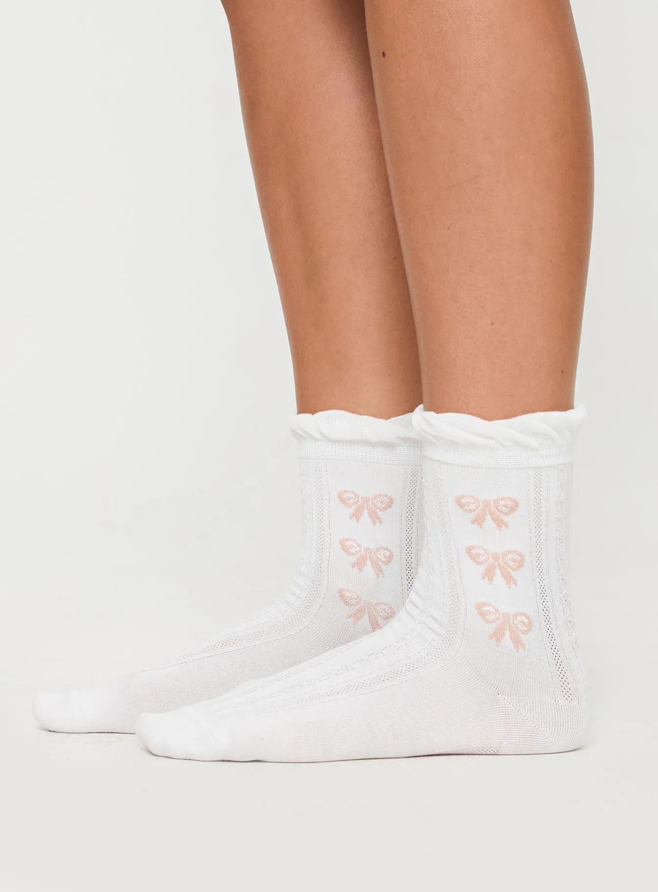 Ambrose Bow Socks White