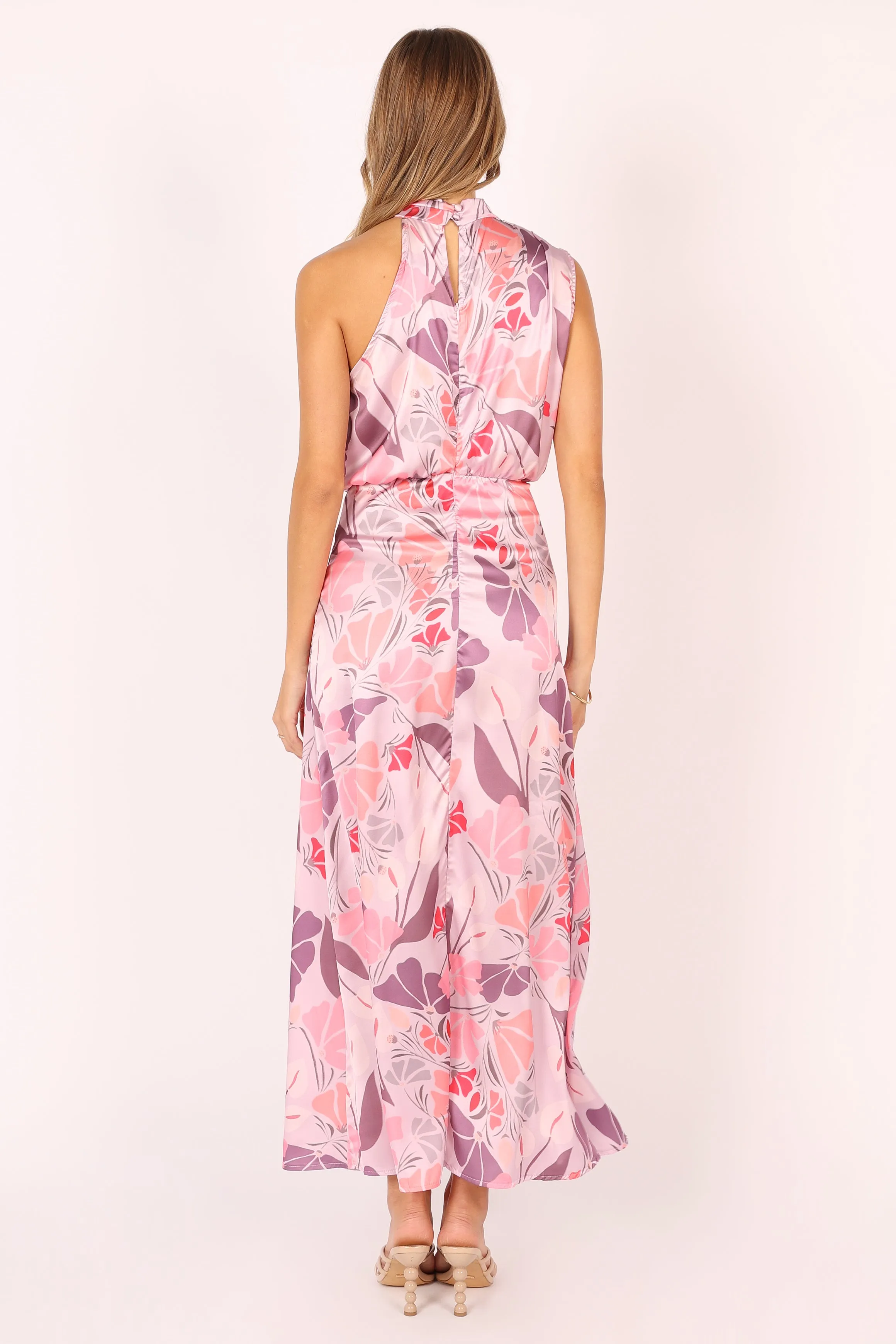 Amelia Halterneck Maxi Dress - Pink Floral