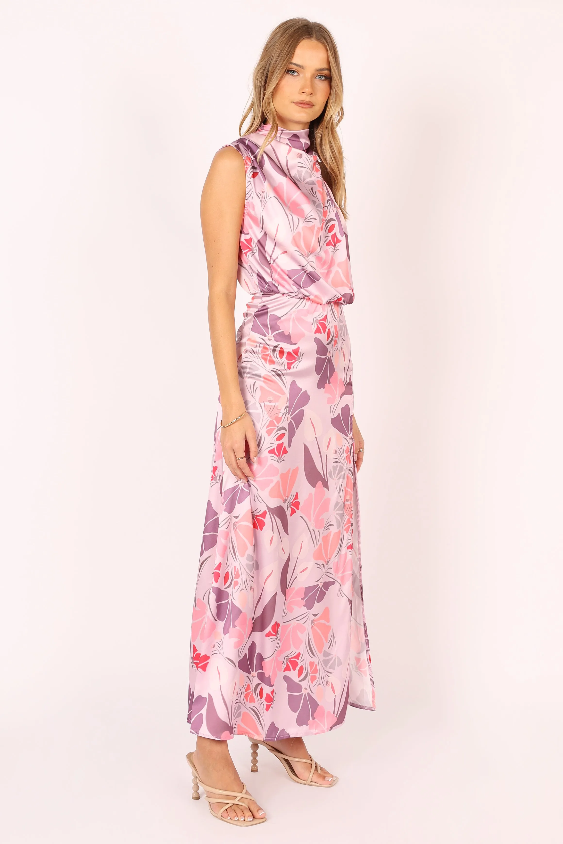 Amelia Halterneck Maxi Dress - Pink Floral