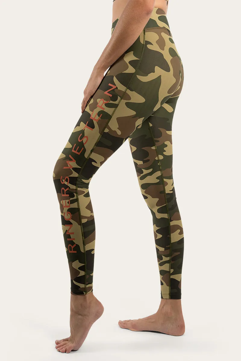 Anika Womens Full length Tights - Camo Military Green