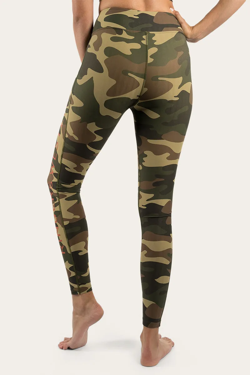 Anika Womens Full length Tights - Camo Military Green