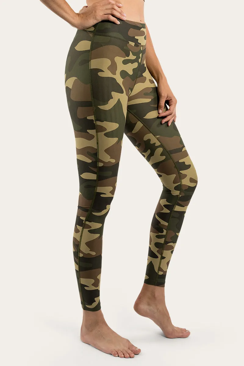 Anika Womens Full length Tights - Camo Military Green