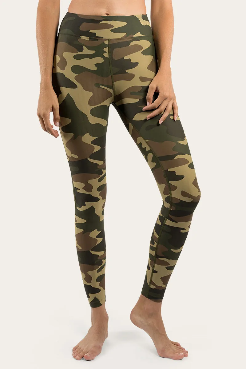 Anika Womens Full length Tights - Camo Military Green