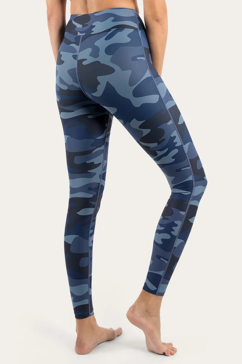 Anika Womens Full length Tights - Navy with Camo Print