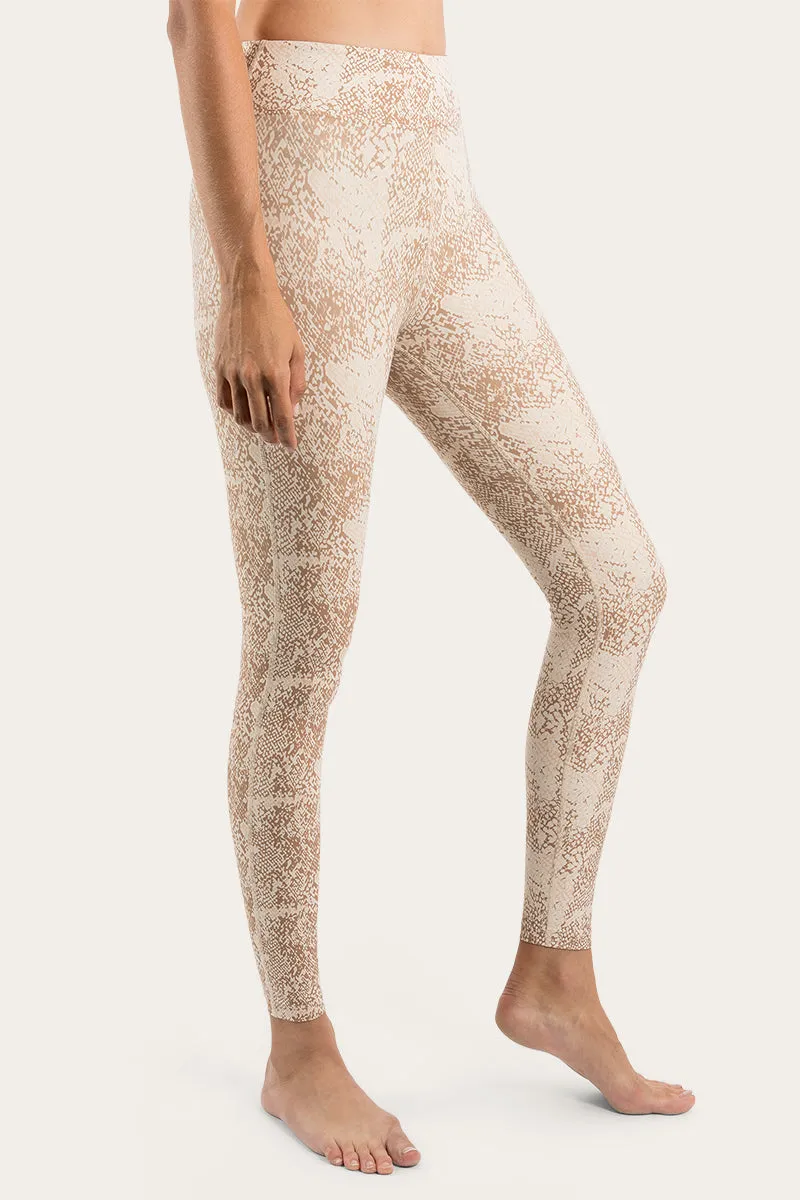 Anika Womens Full length Tights - Snake Skin Almond