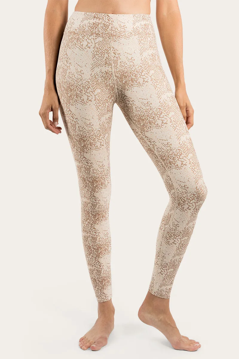 Anika Womens Full length Tights - Snake Skin Almond