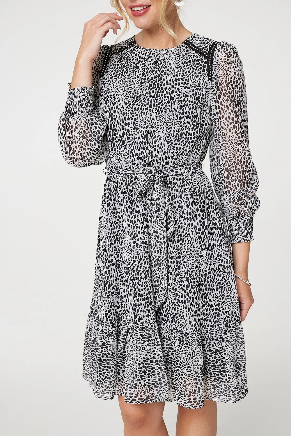 Animal Print Long Sleeve Dress