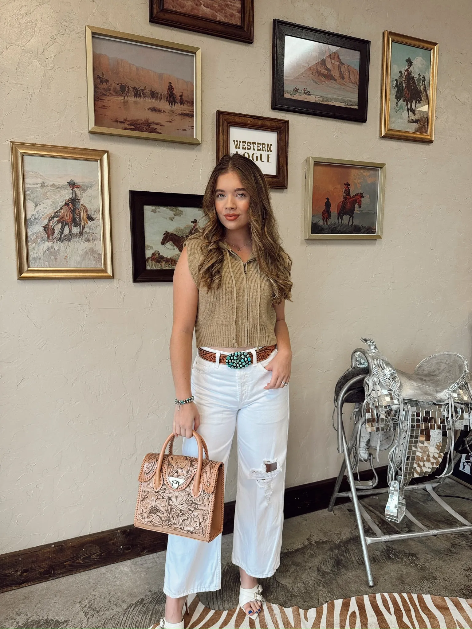 Ariat White Tomboy Wide Jeans