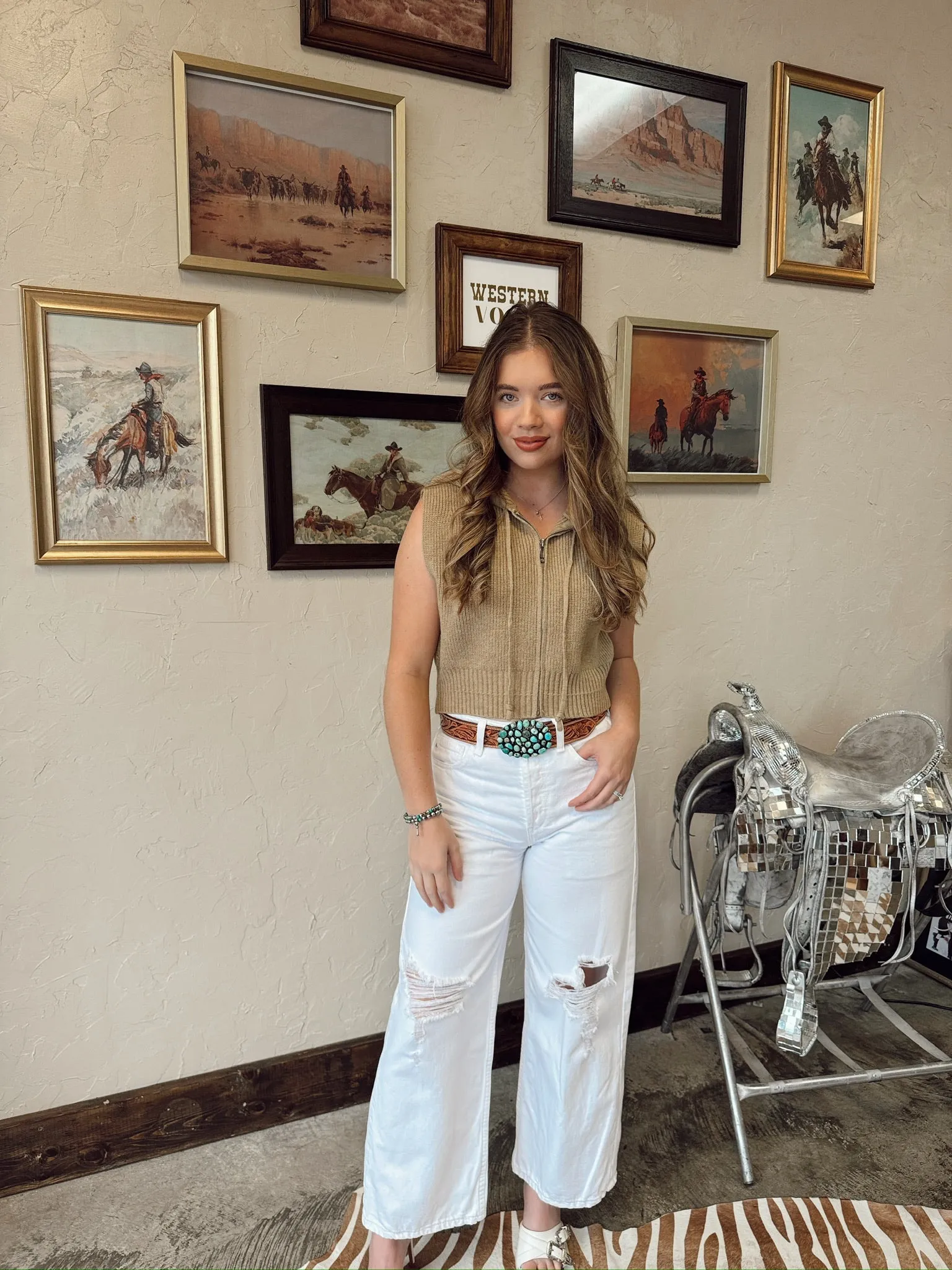 Ariat White Tomboy Wide Jeans