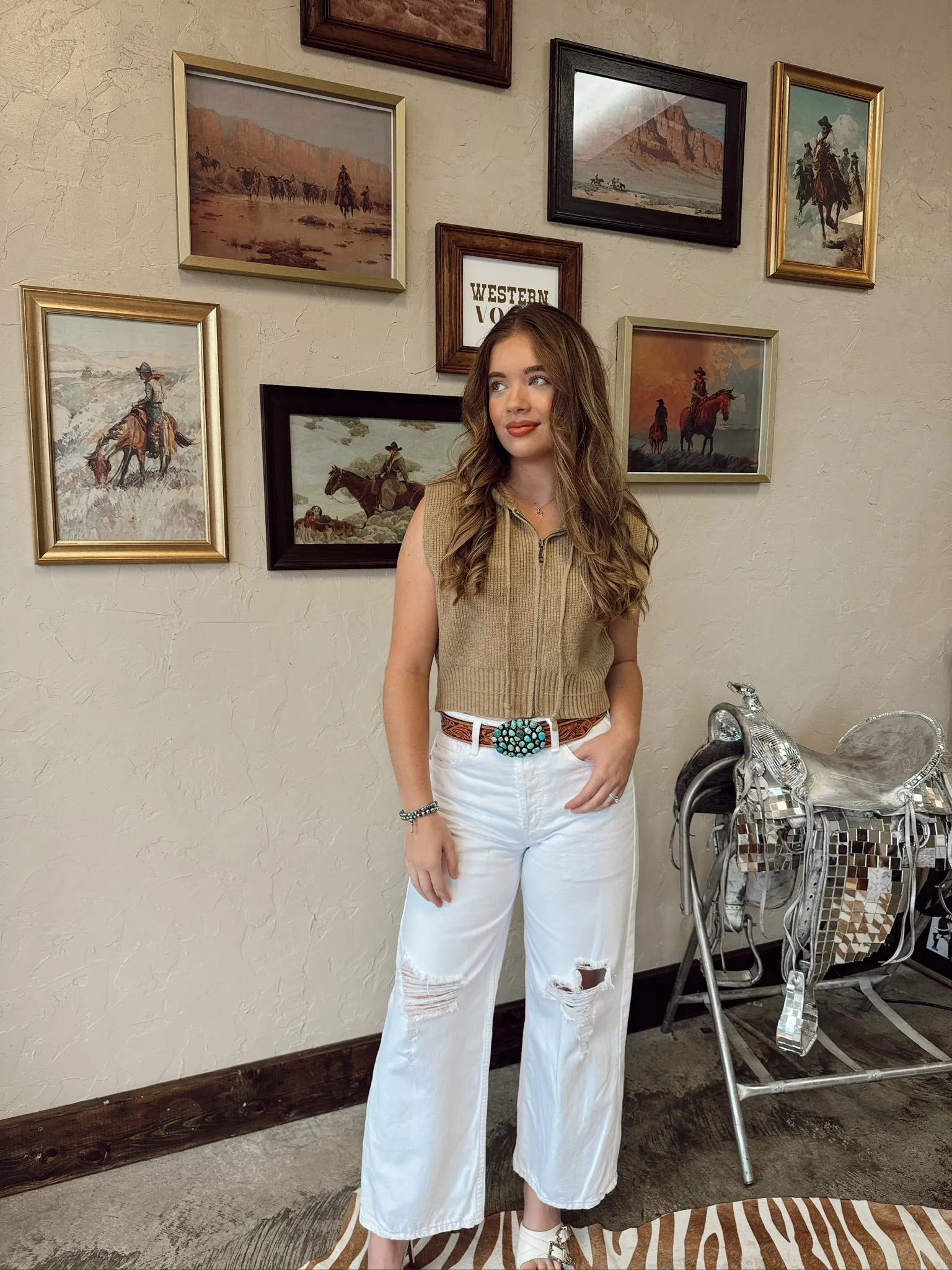 Ariat White Tomboy Wide Jeans