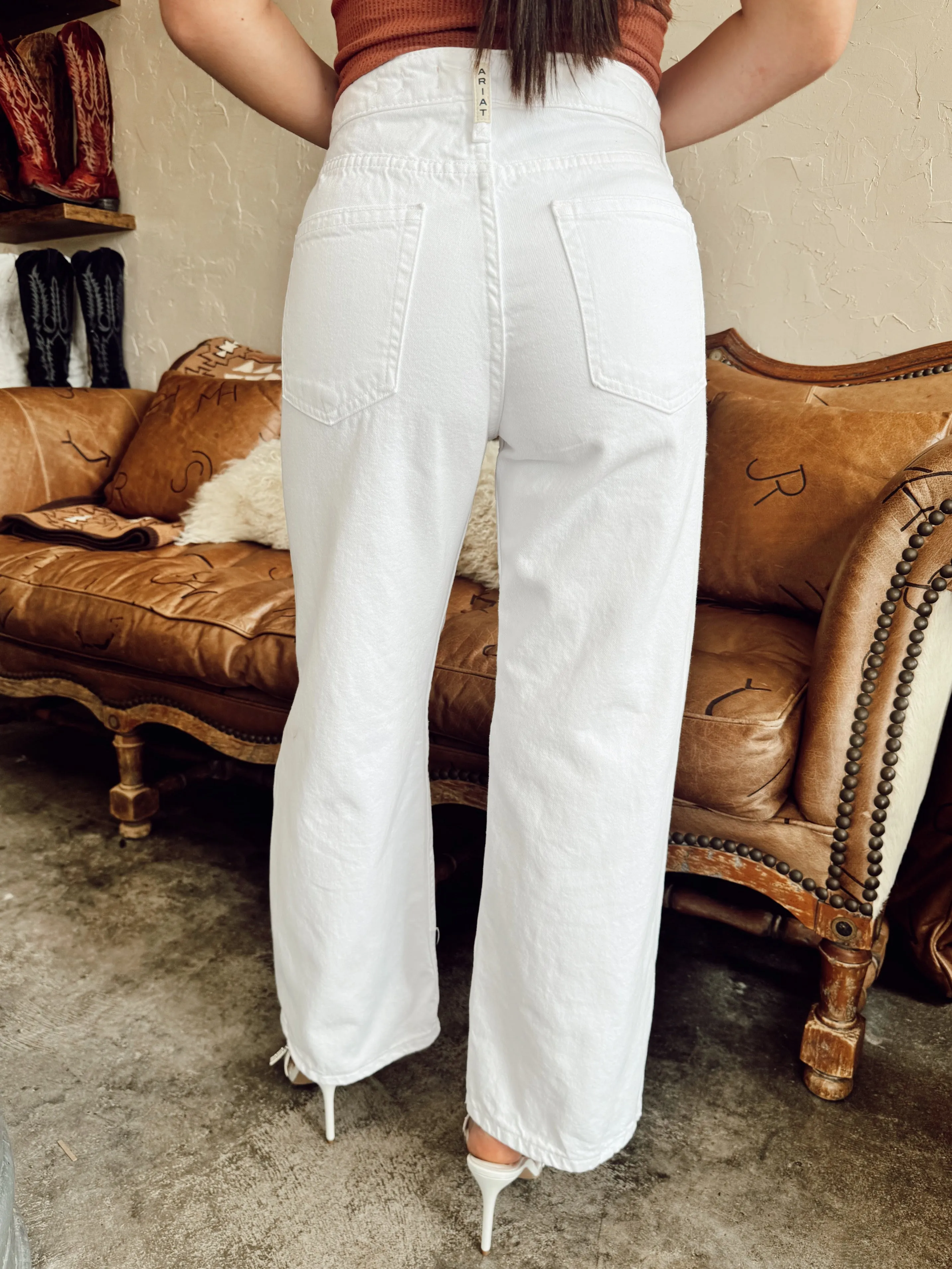 Ariat White Tomboy Wide Jeans