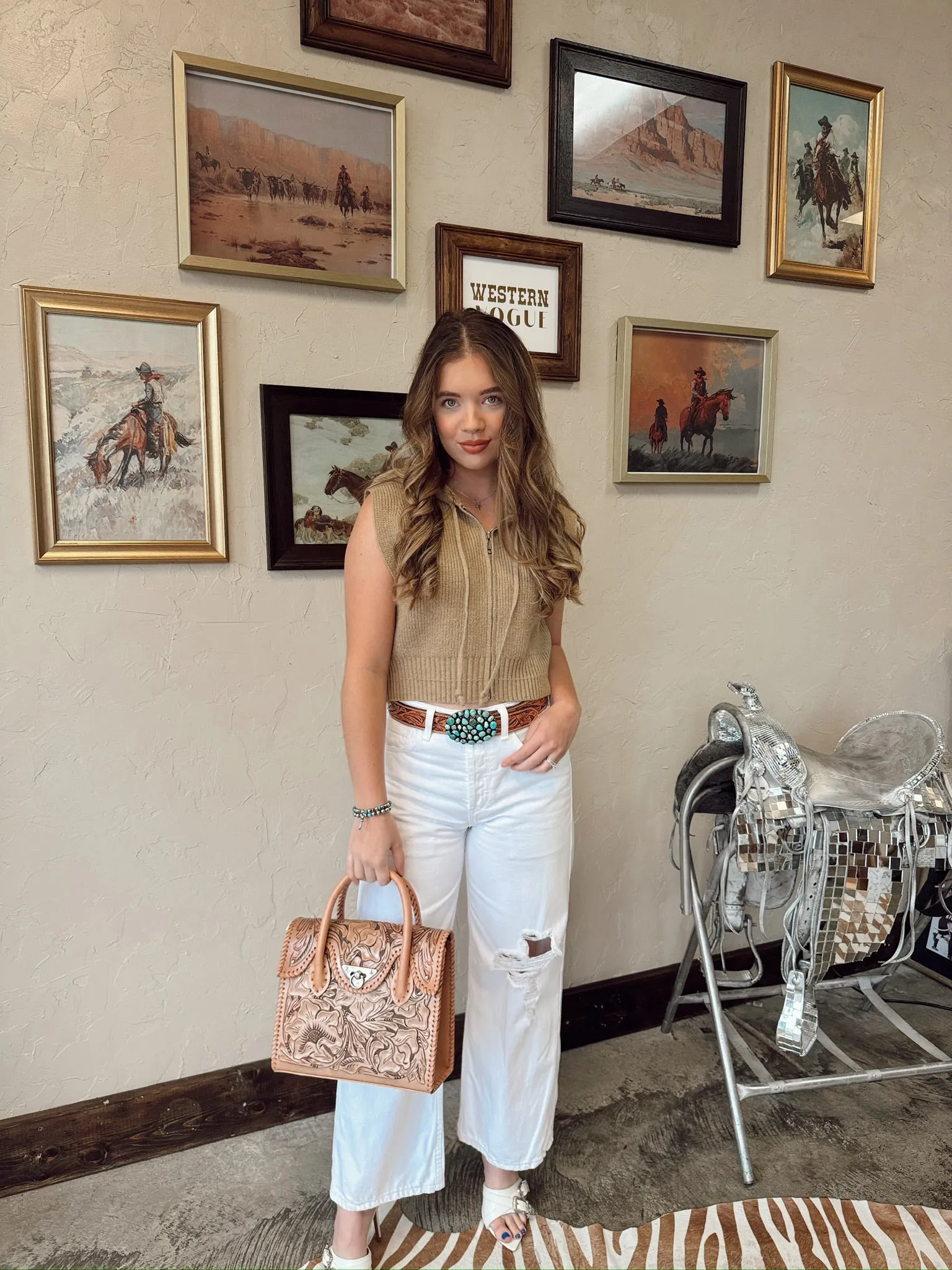 Ariat White Tomboy Wide Jeans