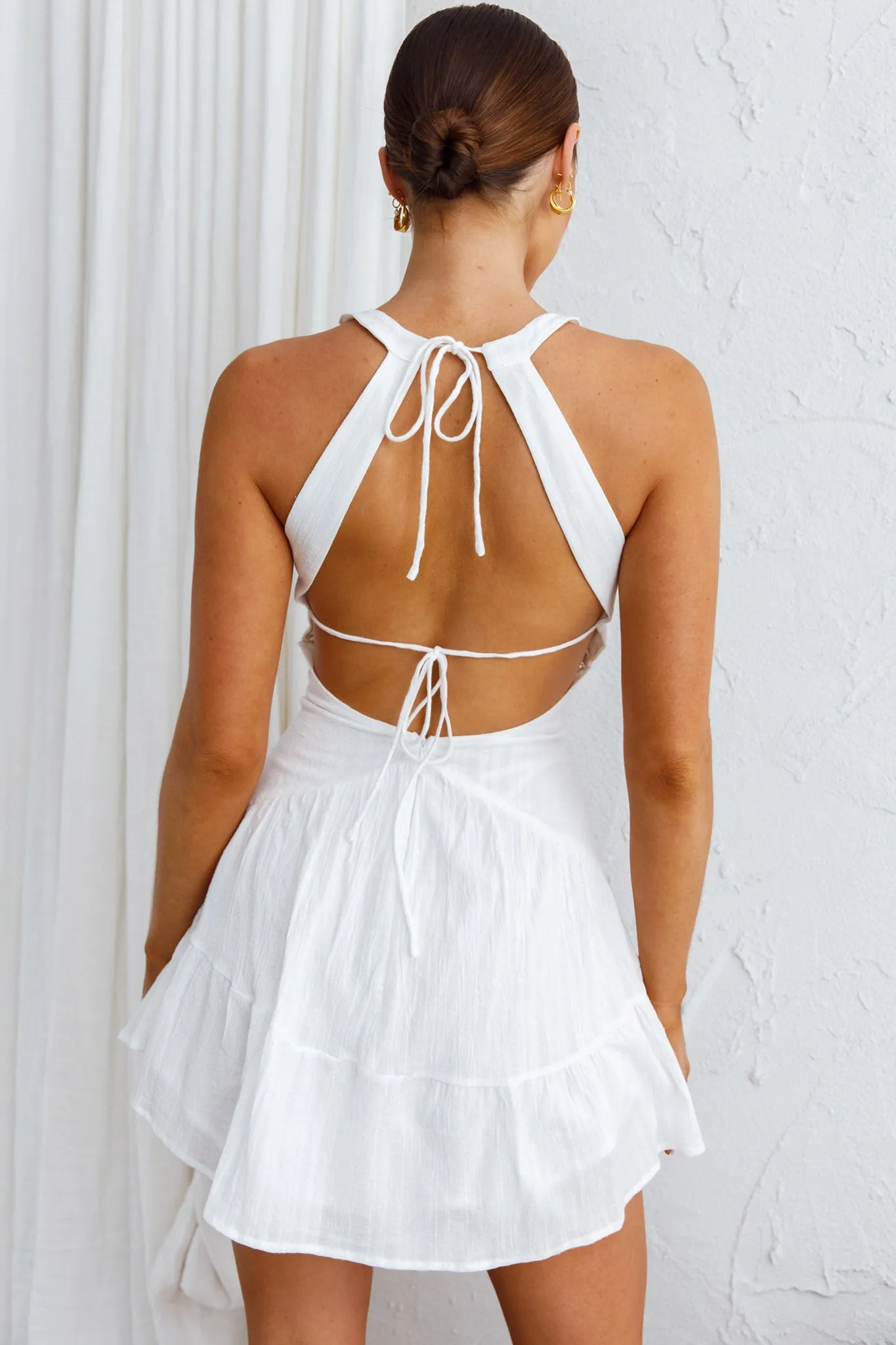 Arisha Open Back A-Line Mini Dress White