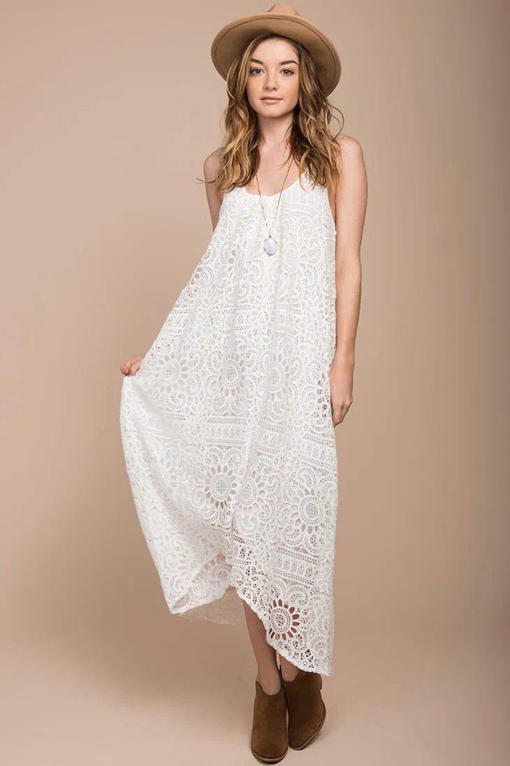 Aroura Crochet Maxi Dress White