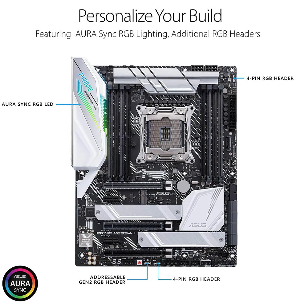 ASUS PRIME X299-A II Intel X299 LGA 2066 ATX Motherboard with USB 3.2 Gen 2 Type-C and Triple M.2