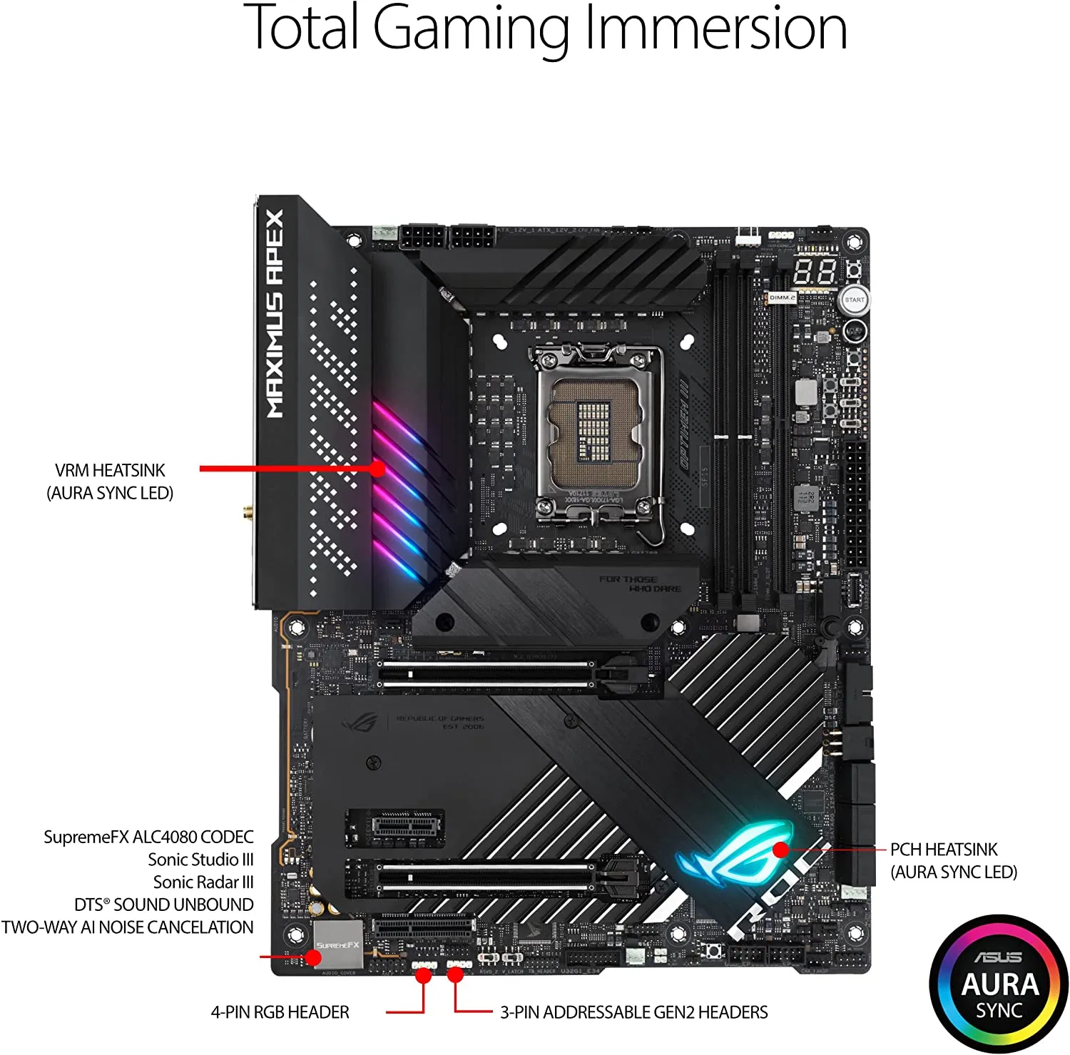 ASUS ROG MAXIMUS Z690 APEX WIFI Intel Z690 LGA 1700 ATX Motherboard with PCIe 5.0 WIFI 6E and USB-C