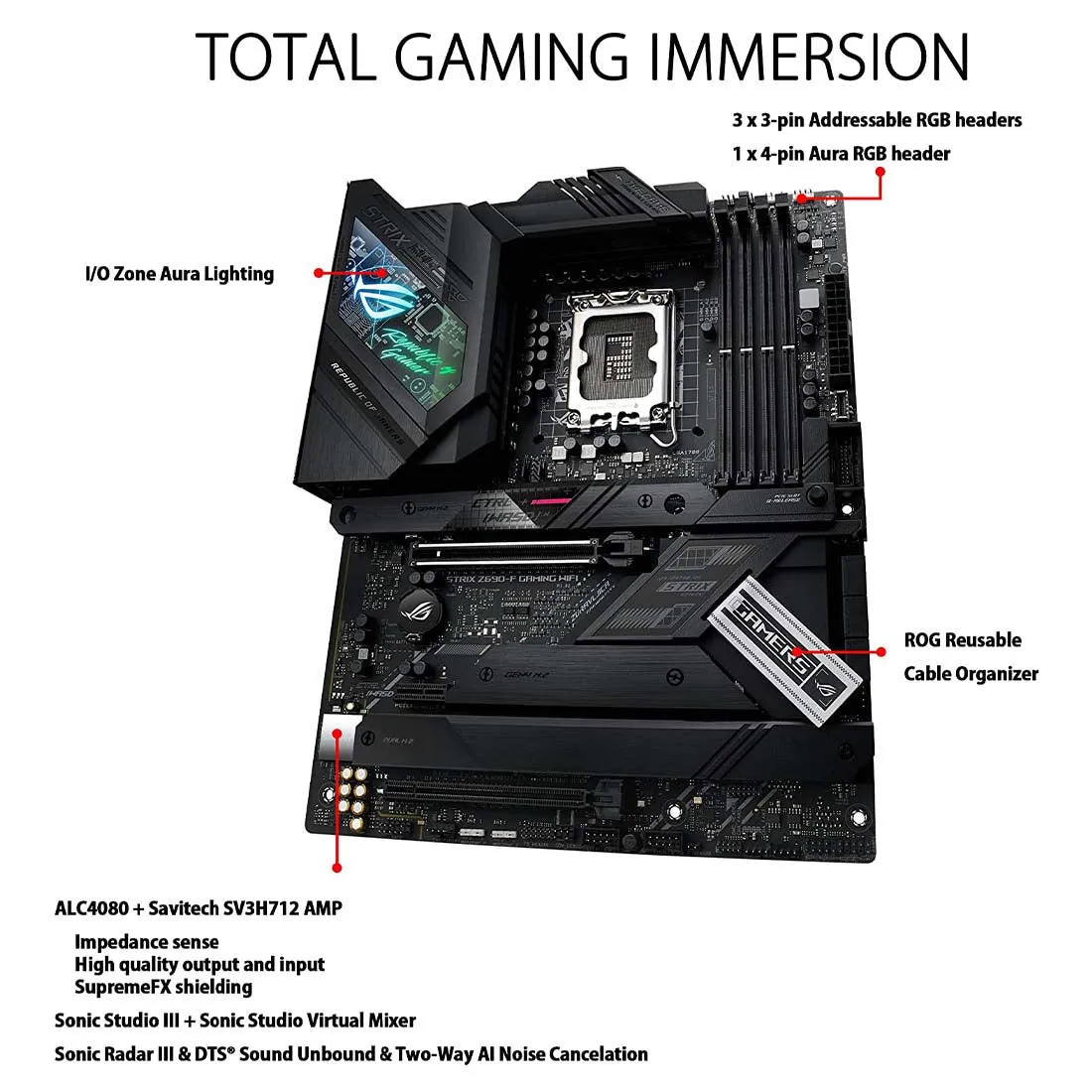 ASUS ROG STRIX Z690-F GAMING WIFI Intel Z690 LGA 1700 ATX Motherboard with PCIe 5.0 WIFI 6E and Four M.2 Slots