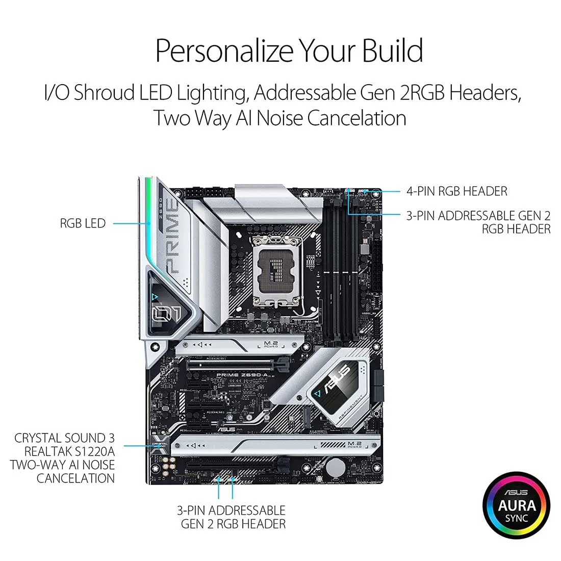 ASUS Z690 PRIME Z690-A Intel Z690 LGA 1700 DDR5 ATX Motherboard with PCIe 5.0 Thunderbolt 4 Header and Four M.2 Slots