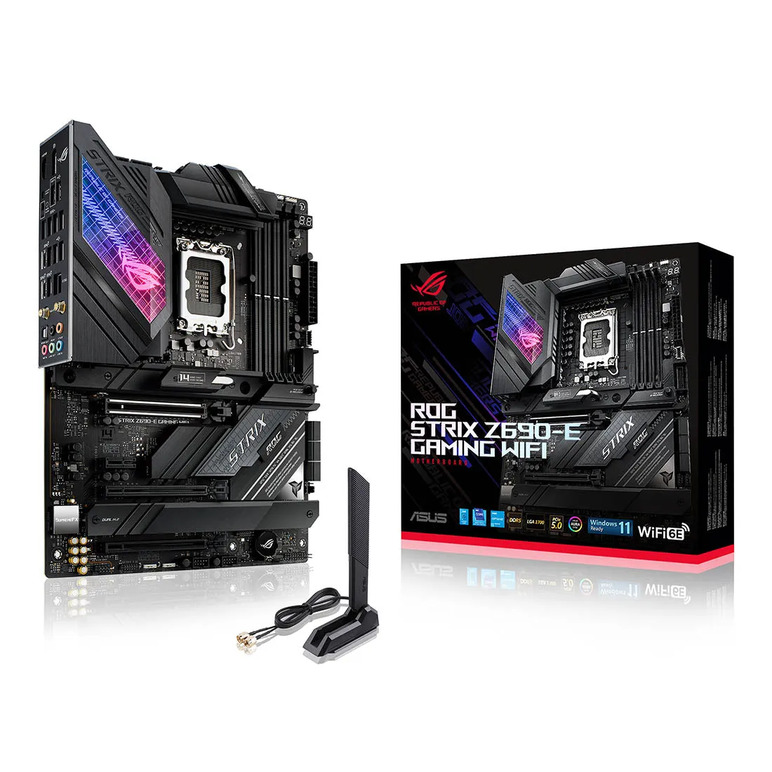 ASUS Z690 ROG STRIX Z690-E GAMING WIFI Intel Z690 LGA 1700 ATX Motherboard with PCIe 5.0 WIFI 6E and Five M.2 Slots