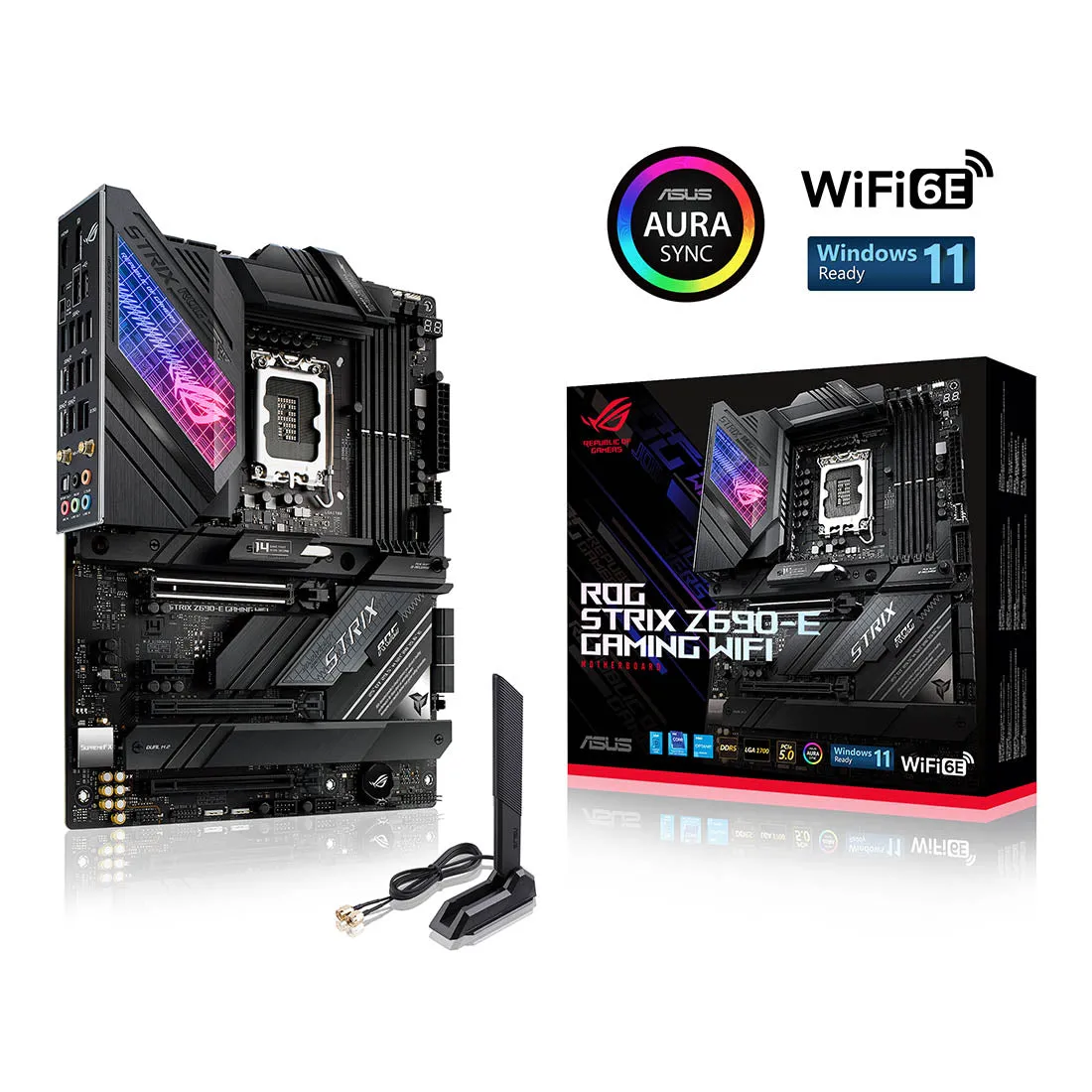 ASUS Z690 ROG STRIX Z690-E GAMING WIFI Intel Z690 LGA 1700 ATX Motherboard with PCIe 5.0 WIFI 6E and Five M.2 Slots