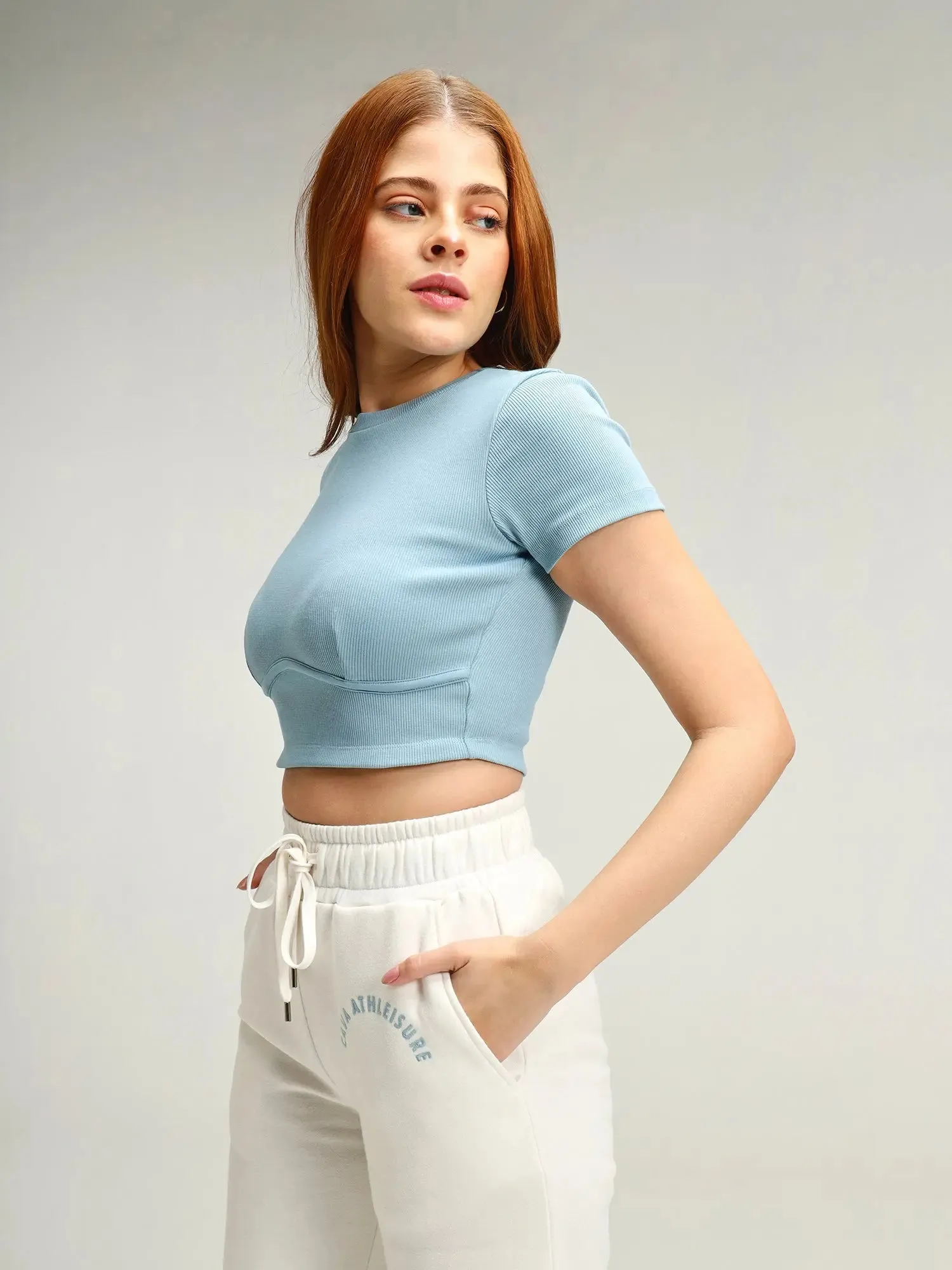 Athens Blue Snug Crop Top