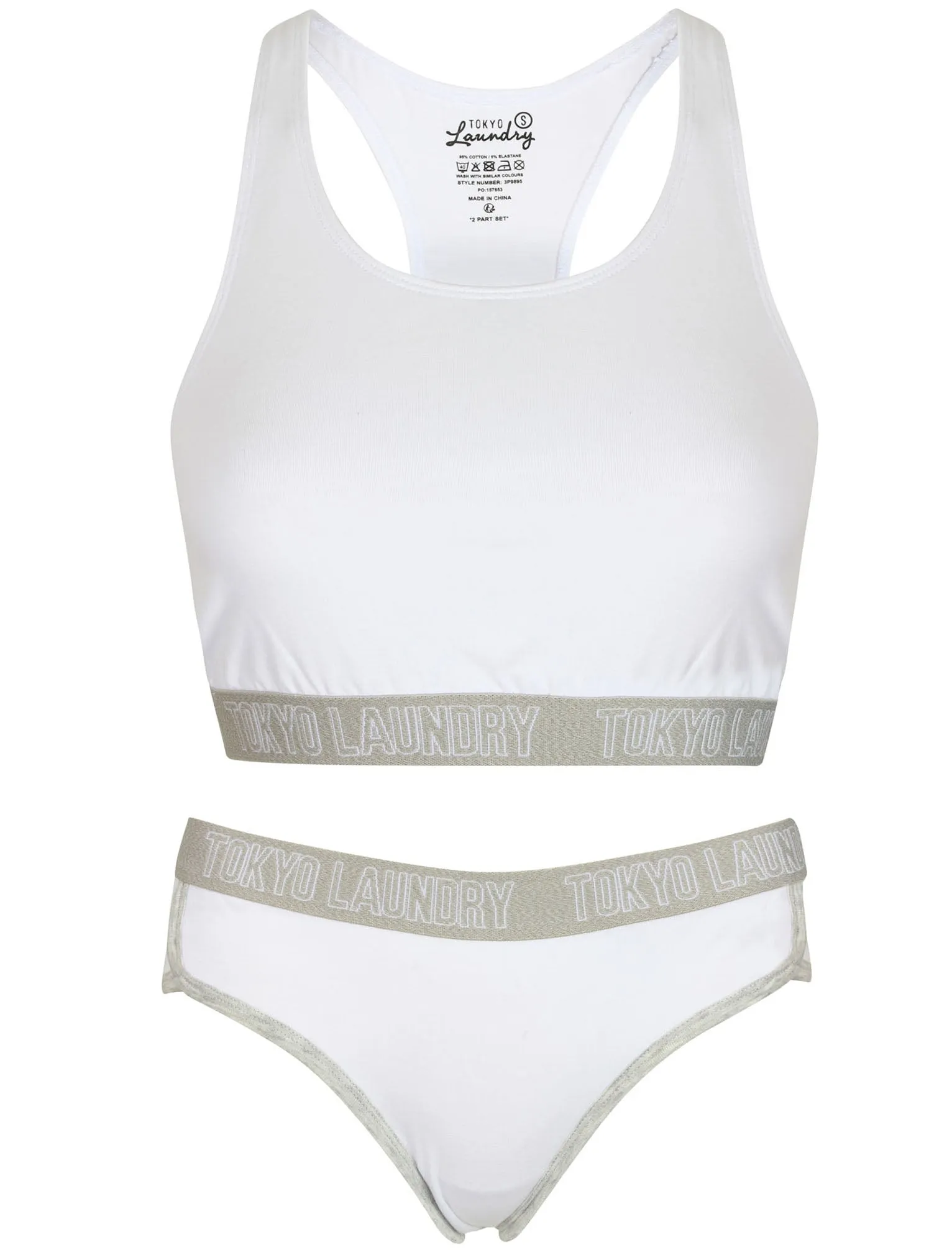 Ava Sports Bra and Briefs Set in Optic White - Tokyo Laundry